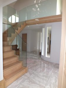 unique glass and oak staircase
