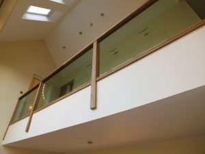 glass staircase landing