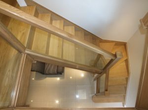 hardwood glass staircase with kite winders