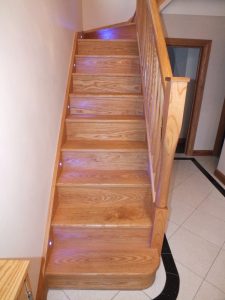 modern ash staircase with lights